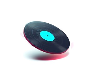 Vinyl disk circle with glitch distorted effect. Abstract motion speed blurred shape on white background. Retro music vinyl poster, cover magazine - Generative AI