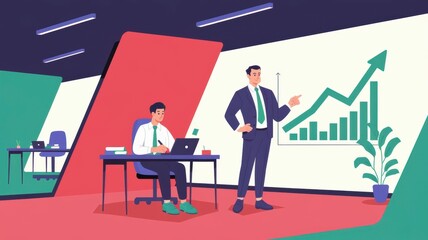 Fototapeta premium Modern Office Dynamics Showcasing Teamwork and Growth Through Analytics. Generative AI