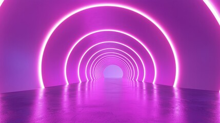Obraz premium Vibrant Neon Tunnel An Infinite Futuristic Architectural Corridor of Illuminated Symmetry