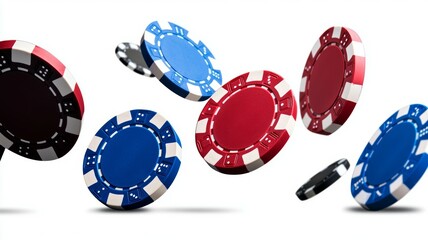 A bunch of poker chips are flying through the air