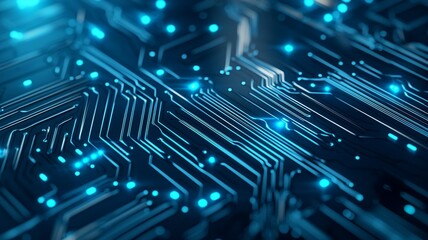 A blue computer chip with many small blue dots