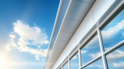 Obraz premium A building with a white roof and windows