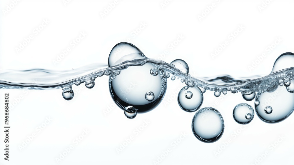 Poster a wave of water with many small bubbles floating on top