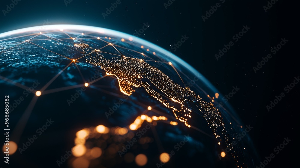 Aufkleber a globe with a network of lines connecting it