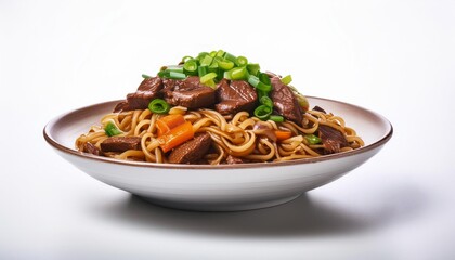 Chinese Food, Dan Dan Noodles on white background isolated.