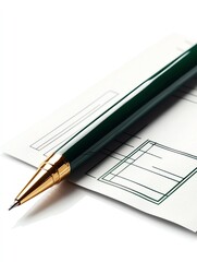 Paycheck clipart, payday element, watercolor illustration, sharp lines, paper check with pen, isolated on white background