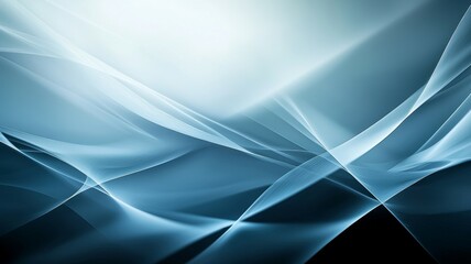 A blue and white abstract painting with a wave pattern