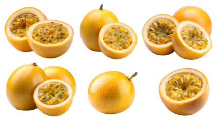 Yellow passion fruit isolated on transparent png