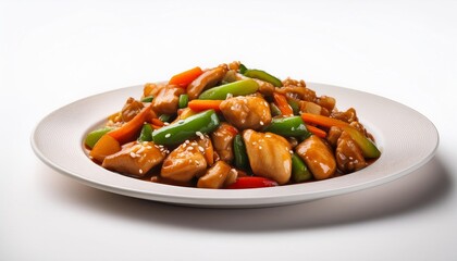 Chinese Food, Kung Pao Chicken on white background isolated.