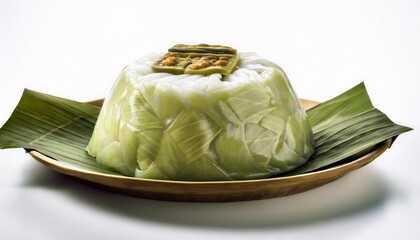 Chinese Food, Lotus Leaf Rice on white background isolated.