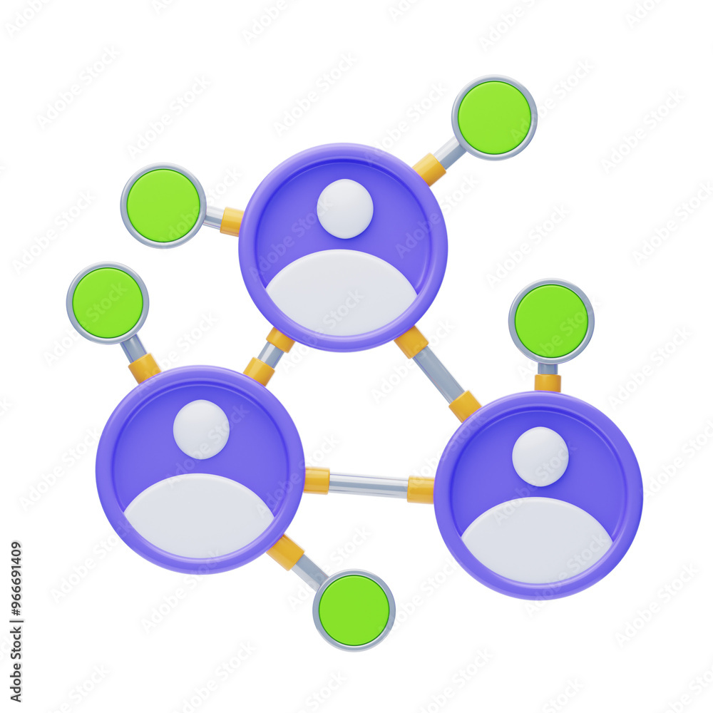 Aufkleber 3d building connections through networking. 3d icon