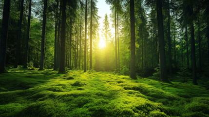 Obraz premium A Serene forest with Sunlight Filtering Through
