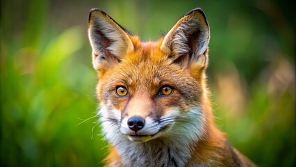 Fototapeta premium Close-up portrait of a fox in a natural setting, highlighting its vibrant fur and captivating expression
