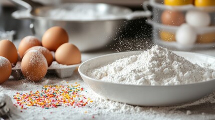 Fototapeta premium Baking Time: Flour and Eggs
