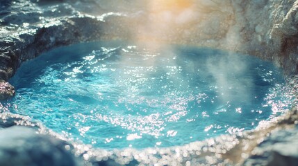 Close-up of a Steaming Natural Hot Spring Pool