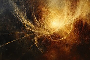Abstract swirling golden and brown fractal art