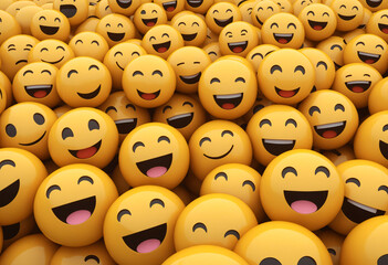 Obraz premium group of stacked smiling emojis