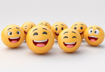 Obraz premium smiling emojis on a white background