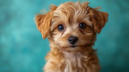 Adorable puppy with blue eyes in studio setting