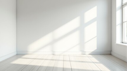 Obraz premium A large, empty room with a window and a white wall