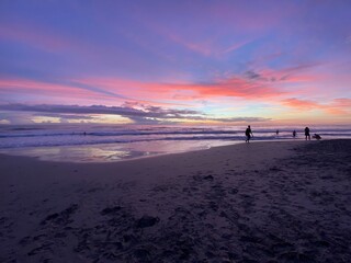 Purple sunrise over sea 