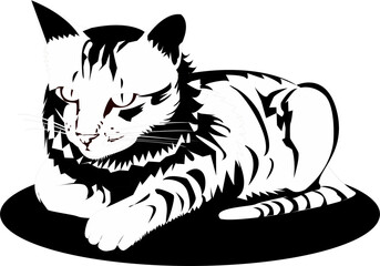 illustration of a cat sitting and stalking prey