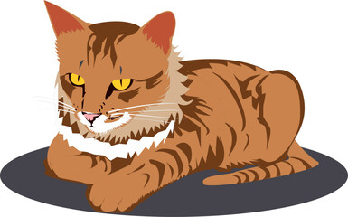 Illustration of an orange cat sitting relaxed but remaining alert