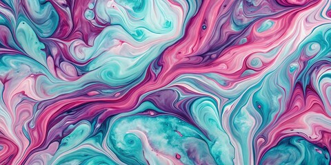 Obraz premium Marble ink pattern in shades of pink, purple, and turquoise with fluid lines and organic shapes, abstract background wallpaper designs