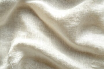 white background of natural cloth texture, linen fabric , ai