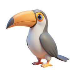 Naklejka premium toucan icon bright grey multicolor in plastic 3d style