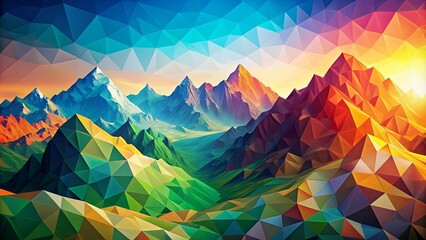 Vibrant polygonal patterns on a mountain range