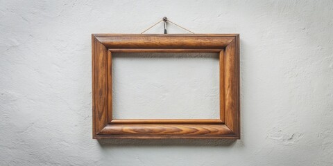Vintage wooden frame hanging on a white wall, retro, antique, old, home decor, interior design, nostalgia, mounted