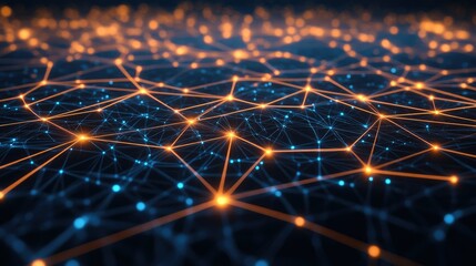 Digital nodes linked by glowing paths