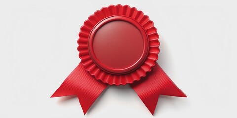 Red badge with ribbon for award ceremony or achievement , red, badge, ribbon, award, achievement, honor, recognition, ceremony