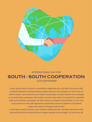 International Day For South Cooperation, 12 September. Vector illustration for celebrating, greetings, flyer design, or template