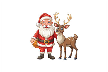 Santa with raindeer Clip Art Vectors & Illustrations .Santa and deer clip art. Santa vector. 