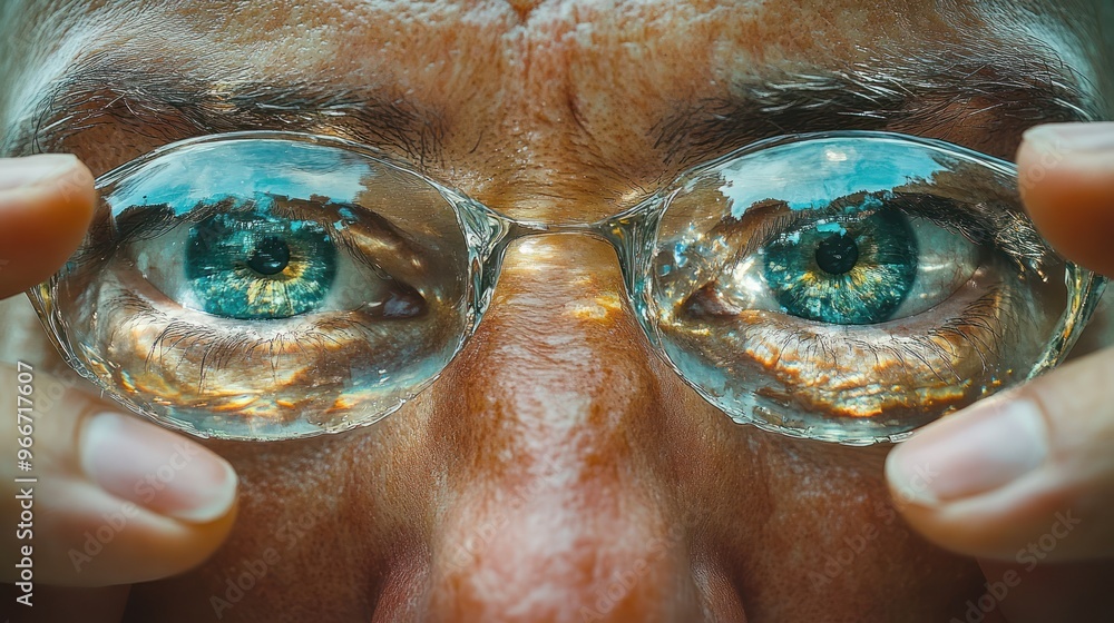 Sticker Close-up of a Man's Eye with a Reflection of the Sky