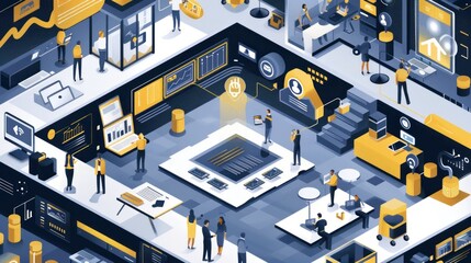 Isometric illustration of a modern office.