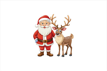 Santa with raindeer Clip Art Vectors & Illustrations .Santa and deer clip art. Santa vector. 