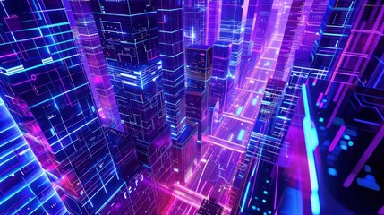 Obraz premium Futuristic Neon Cityscape.