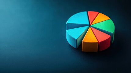 Obraz premium Colorful Pie Chart on Blue Background