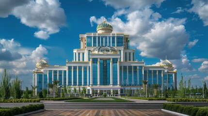 Fototapeta premium Nur-Sultan, Kazakhstan – July 29, 2024: Akorda Presidential Palace in Astana City