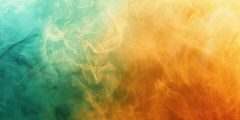 Obraz premium Abstract Green and Orange Smoke Background.