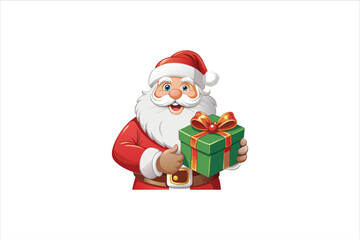 Santa Claus with gift box Clip Art Vectors & Illustrations.  Santa and gift box Clip Art vector illustration.