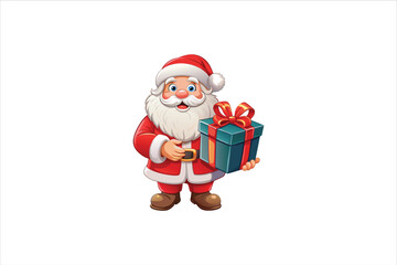Santa Claus with gift box Clip Art Vectors & Illustrations.  Santa and gift box Clip Art vector illustration.