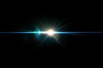 Lens flare glow light effect on black. image of rays light effects, overlays or flare isolated on black background for design. lens flare light over black background, ai
