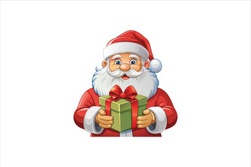 Santa Claus with gift box Clip Art Vectors & Illustrations.  Santa and gift box Clip Art vector illustration.