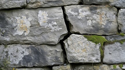 A wall made of stone with cracks in it