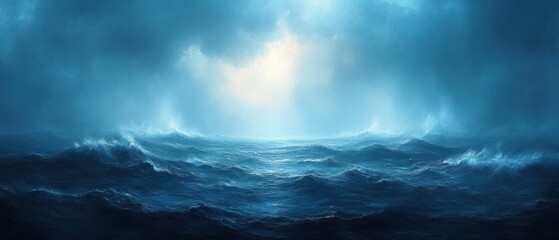 Obraz premium A Dramatic Seascape with a Glimmer of Light in the Distance