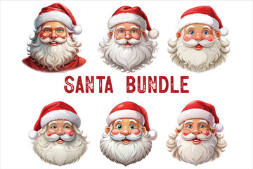 Santa Claus Clip Art Vectors & Illustrations set.  lighting Santa clip art. Santa vector. Red christmas sleigh with santa claus vector illustration.